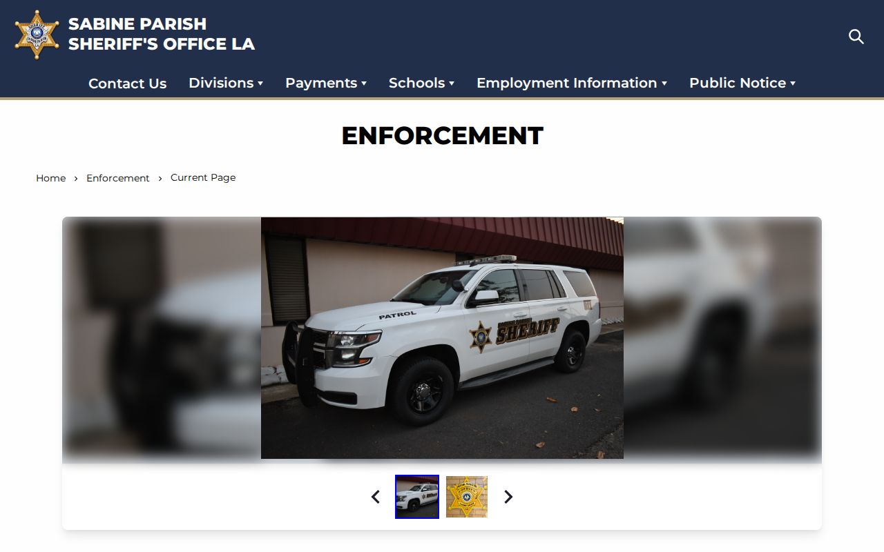 Sabine Parish arrest history sheriff enforcement division page