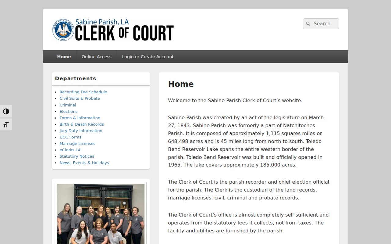 Official Sabine Parish Clerk of Court website